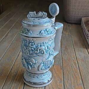 Vintage Blue and White Ceramic Beer Stein